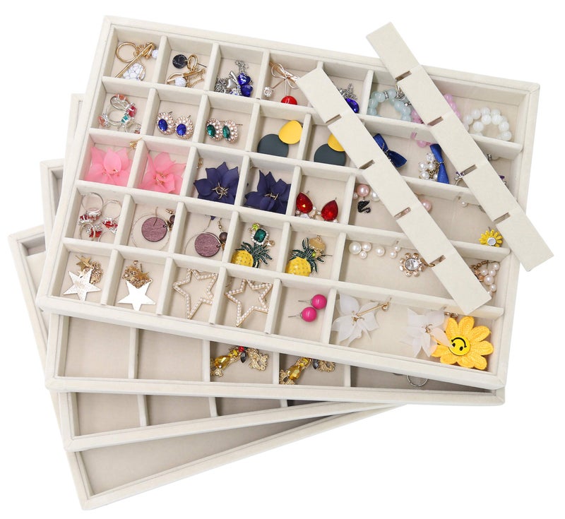 Stratalife Earring Organizer Stackable Jewelry Tray Drawer Organizer Removable Display Tray Organizer for Jewelry Necklace Earring Drawer Insert (40 Grid) - Image 2